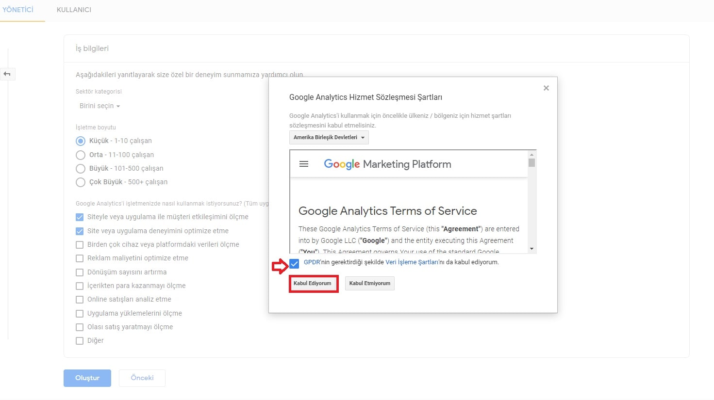 Google Analytics Hizmet Sozlesmesi