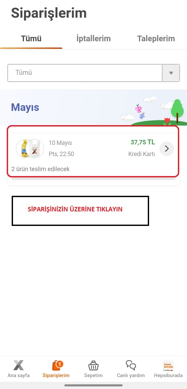 Hepsiexpress Uygulaması Üzerinden sipariş İptali