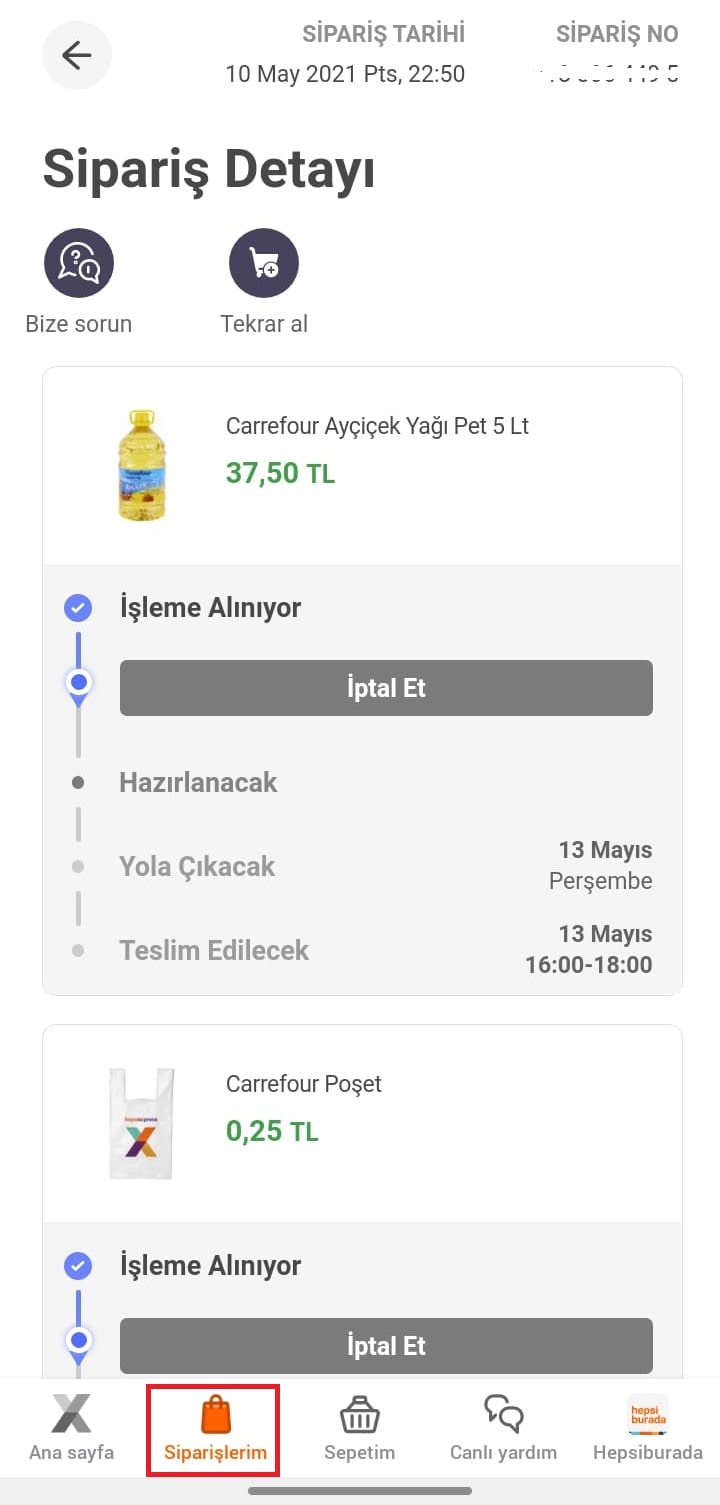 Hepsiexpress Uygulaması Üzerinden İptal ve İade İşlemleri